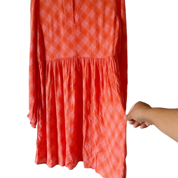 NWT BP Pink Orange Flannel Print Long Sleeve Knee Length Dress Size M - Picture 9 of 13